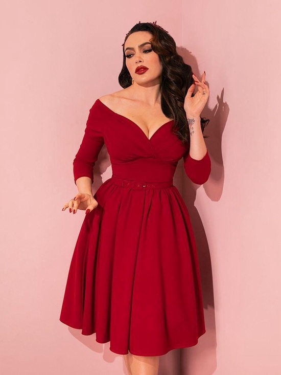 Vixen by Micheline Pitt Dresses & Skirts - Starlet Swing Dress in Ruby Red